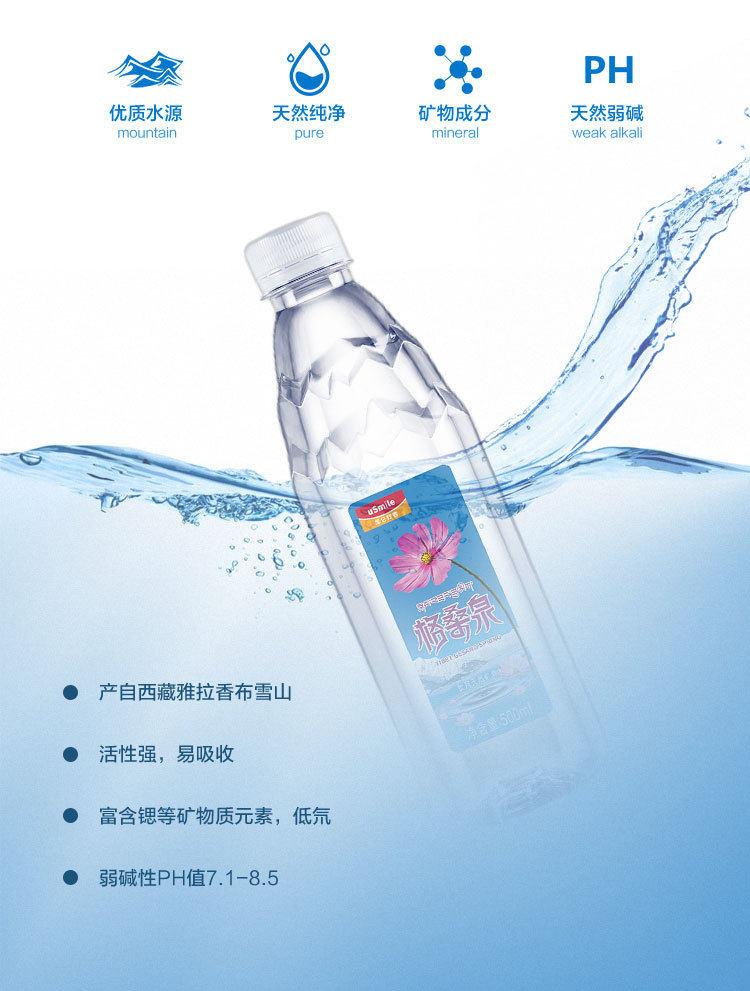 弱碱性格桑泉5100西藏冰川矿泉水500ml包邮整箱24瓶饮用水