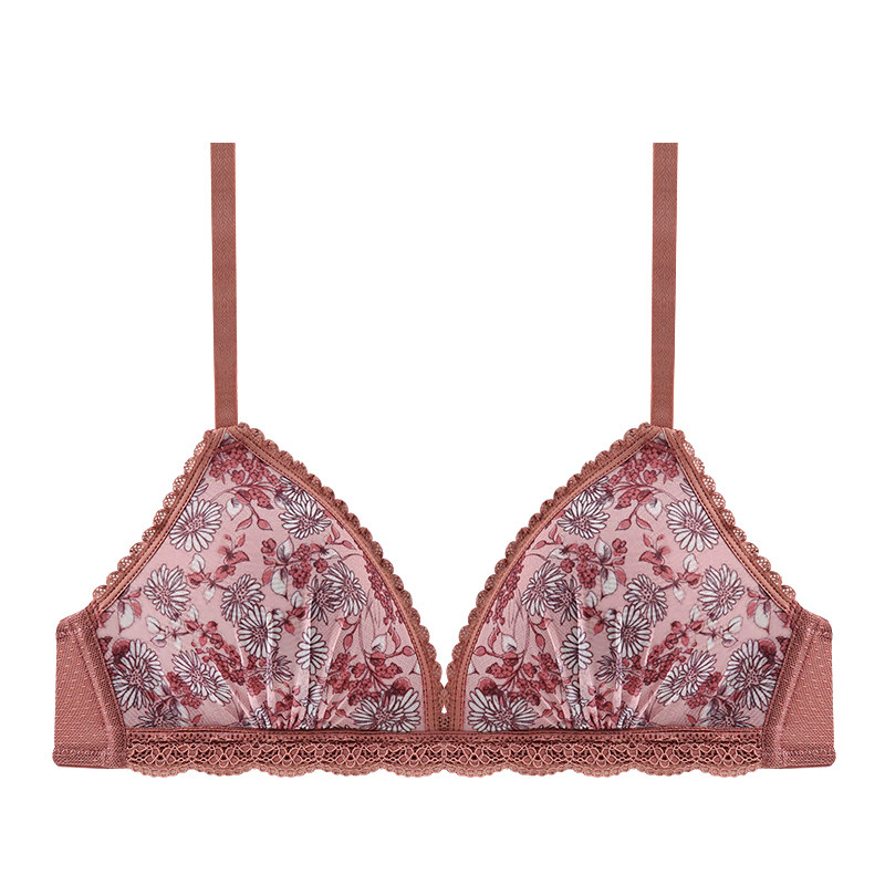 花房 薄款内衣女无钢圈少女文胸 性感复古蕾丝花边小胸胸罩207