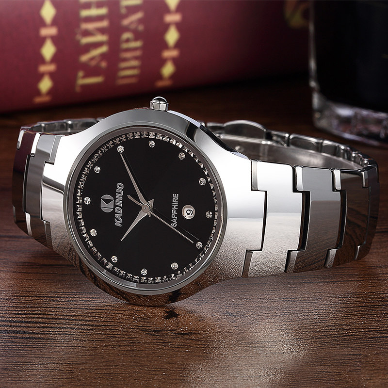 卡迪诺正品钨钢手表男士商务休闲防水石英表男表国产腕表