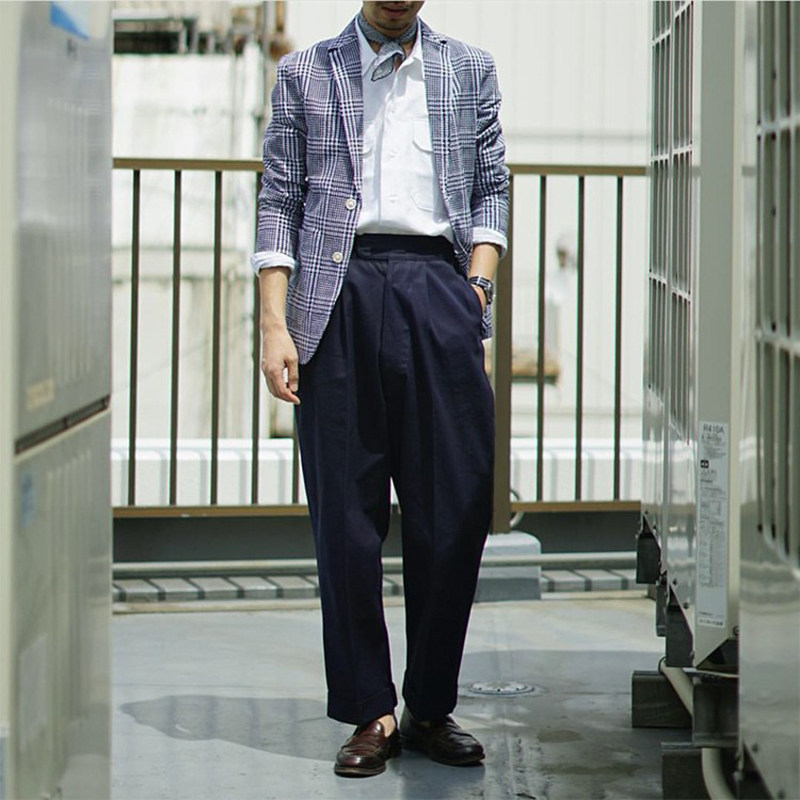 复古尔格gurkha绅装工装休闲裤中高高腰宽松九分休闲裤