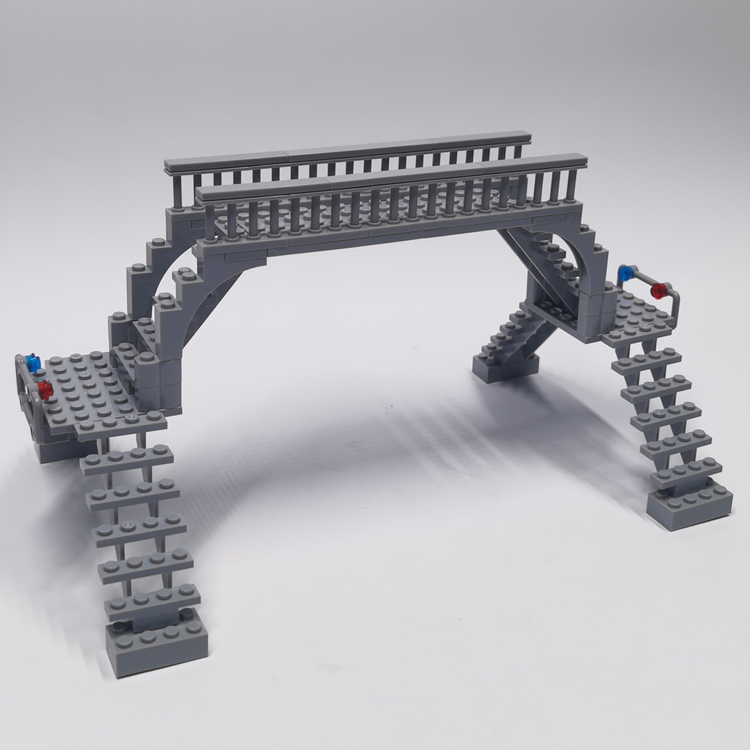 道路小颗颗粒积木积木人人行天桥moc城市街景塑料积木