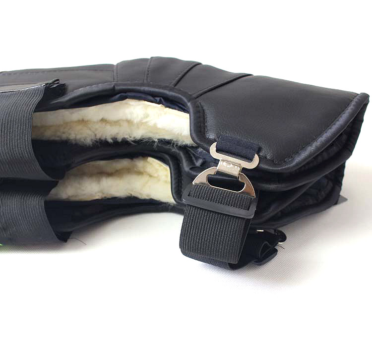 骑车护膝摩托车羊皮皮毛一体真皮保暖男女防风电动车护膝