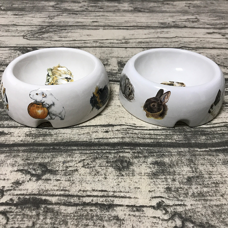 兔碗食盆兔子陶瓷兔粮碗长耳兔食盆荷兰猪碗龙猫豚鼠松鼠兔饲料碗