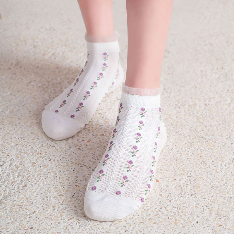 短筒花边小清新全棉薄款女生日系可爱白色鞋袜短袜