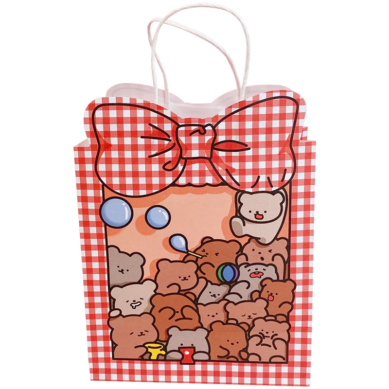 可爱少女礼品袋ins小熊手提手提包包装袋学生开学礼品袋