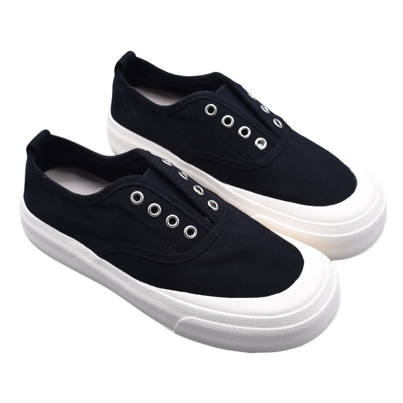 春季新款女鞋休闲透气百搭厚底大头布鞋小黑布鞋