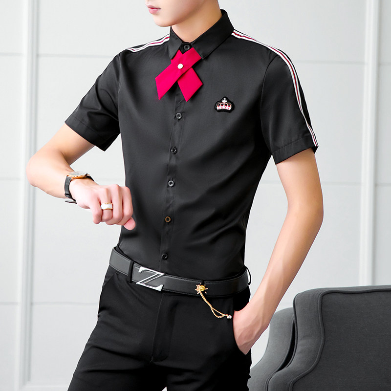 酒吧服装工作服工作服务员ktv少爷夜场衬衫短袖衬衫