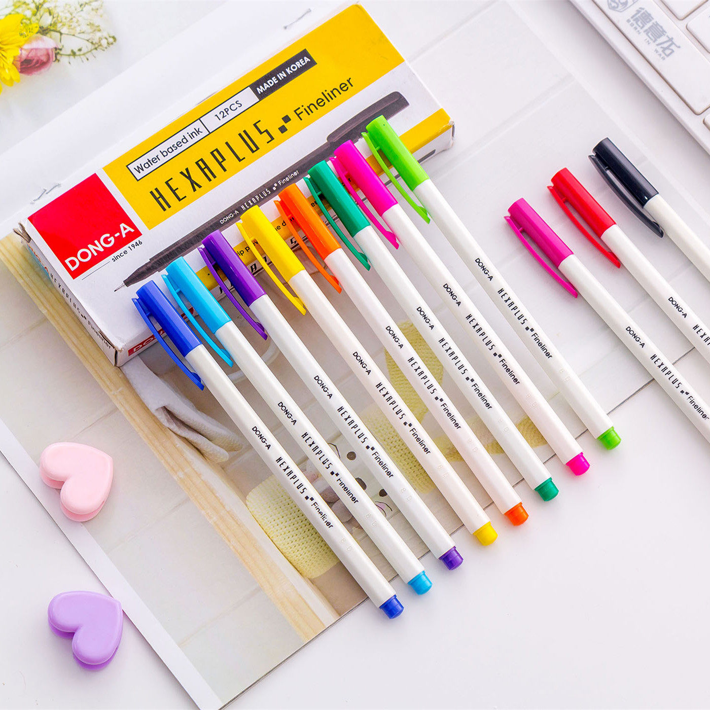 韩国dong-a东亚hexaplus彩笔手账勾线笔色笔中性笔