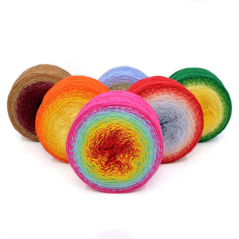五彩彩棉渐变彩色蛋糕纱线妖精钩针针线彩虹毛线