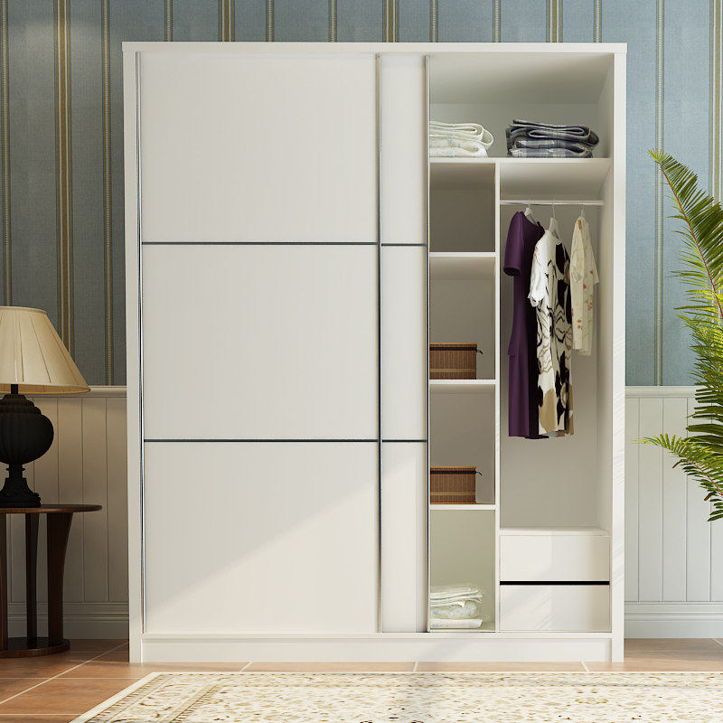 现代简约板式移门衣柜推拉门整体卧室滑门大衣衣橱衣柜