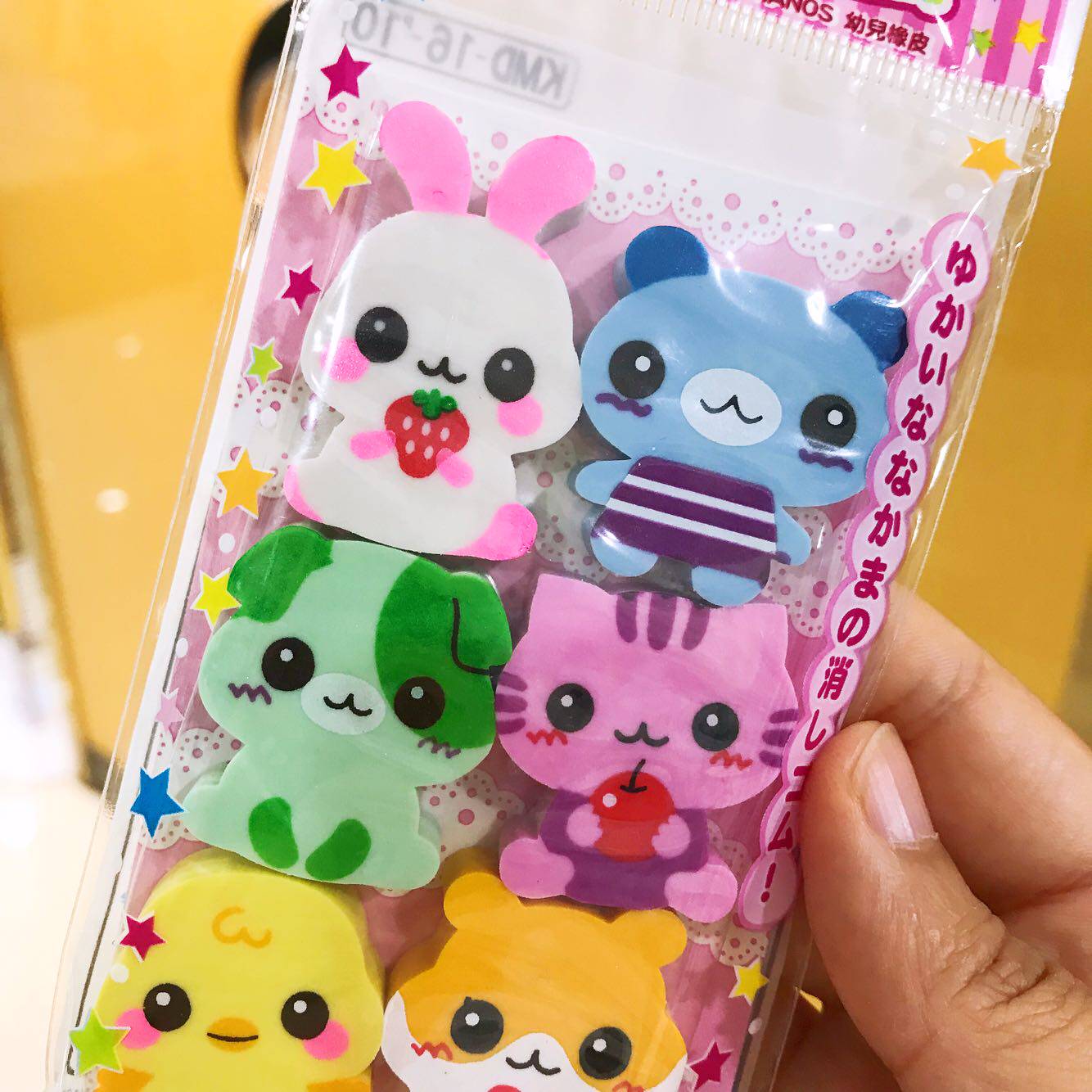 日本大创daiso兔子猫咪仓鼠小鸡卡通动物造型橡皮擦橡皮