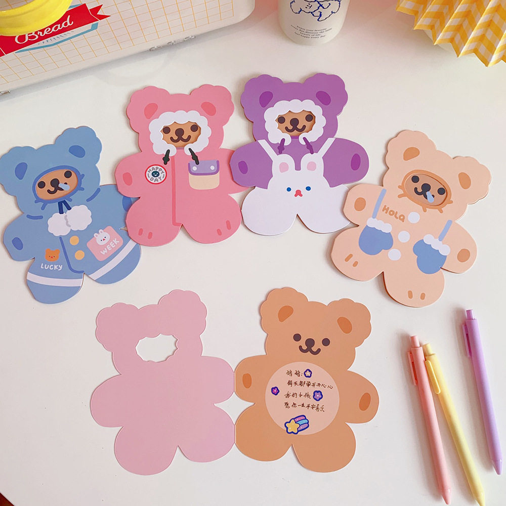 ins小熊生日贺卡圣诞节祝福留言少女创意可爱卡通贺卡