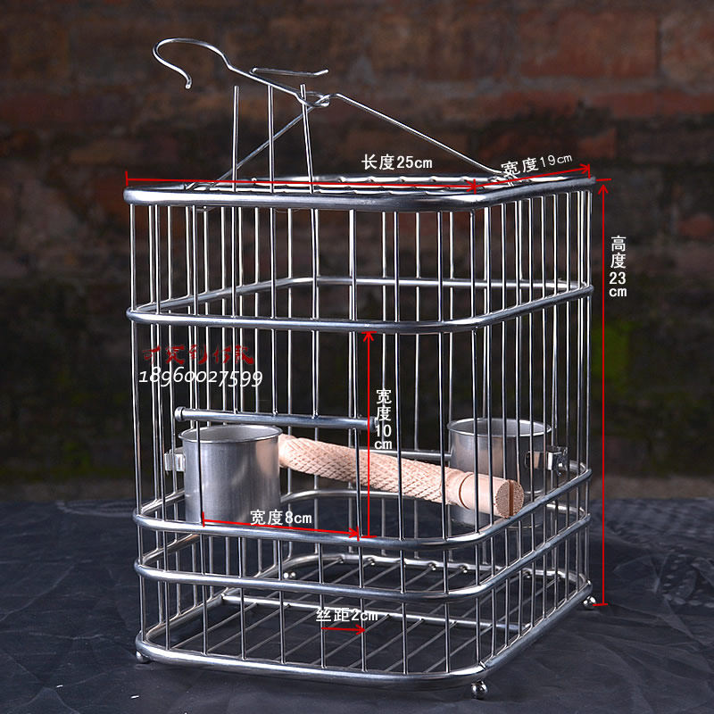 鸟笼闽笼不锈钢精致铜嘴蜡嘴四方小鸟非竹挂钩鸟笼