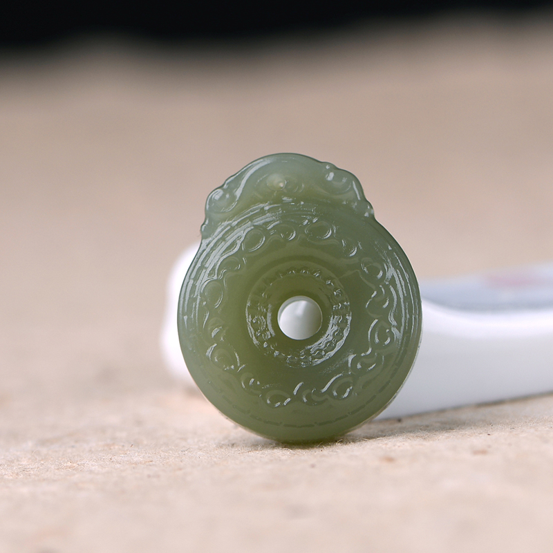 德美严选和田玉山青玉水烟紫色仿古平安扣吊坠颈饰