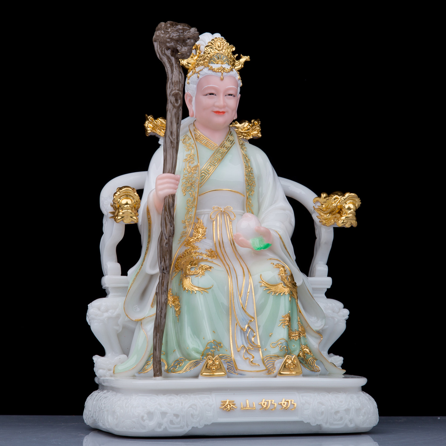 神像汉白玉泰山奶奶碧霞元君像体高高档家用泰山老奶奶装饰摆件