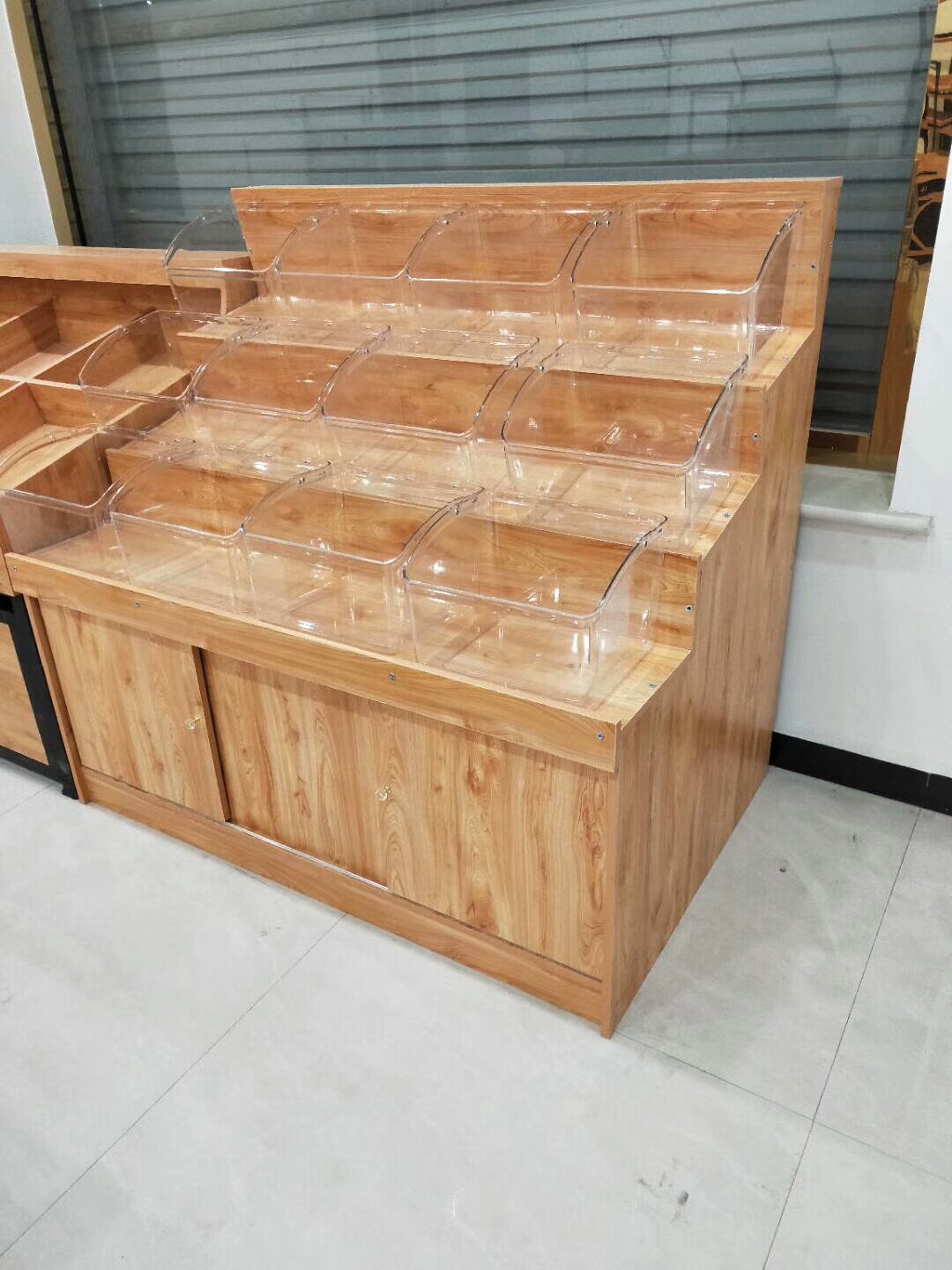 超市散货货柜木质干果糖果食品货架木制米粮商用展示柜