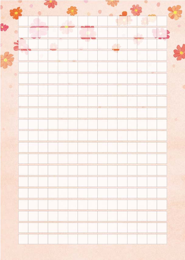 小清新a4彩色作文纸300格作文纸学生花纹练字纸卡通小清新方格纸
