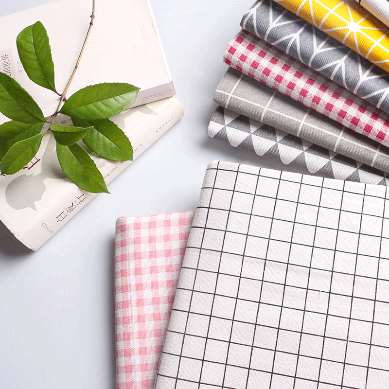 布料印花棉麻亚麻沙发田园窗帘纯色麻布碎花海绵垫