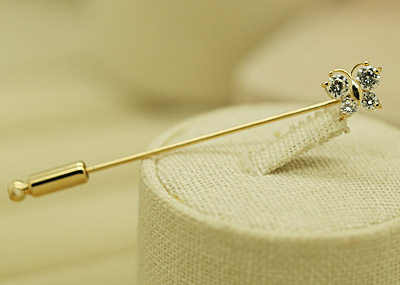 胸针包邮cz98蝴蝶水晶一字女简胸花花插针开胸针