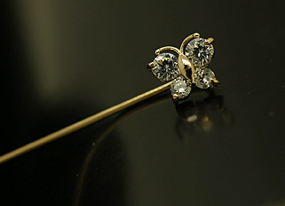 胸针包邮cz98蝴蝶水晶一字女简胸花花插针开胸针