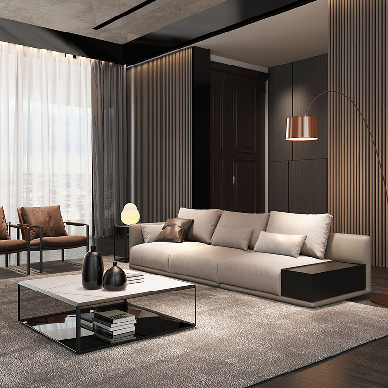 纳威北欧ins风意式轻奢布艺科技布意大利极简设计小户型组合