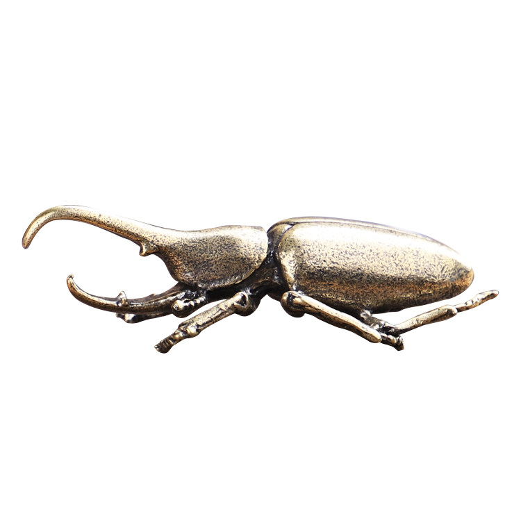 铜器黄铜微雕小玩战神长戟大兜虫铜甲壳虫昆虫摆件