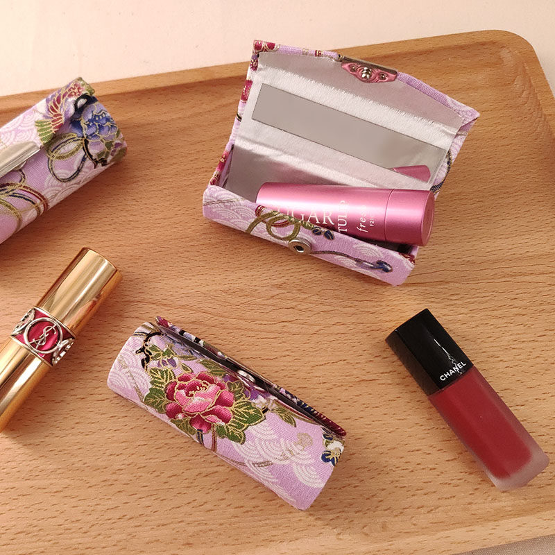 口红盒便携随身日系少女单只手工复古迷你小号收纳盒带镜子唇膏盒