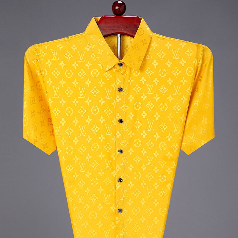 恒源祥夏季短袖衬衫中老年桑蚕丝薄款宽松衬衣冰丝提花免烫商务