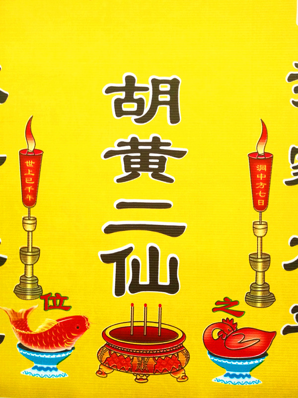 保家用品画像仙堂布用品单布仙堂布胡黄二仙供奉年画