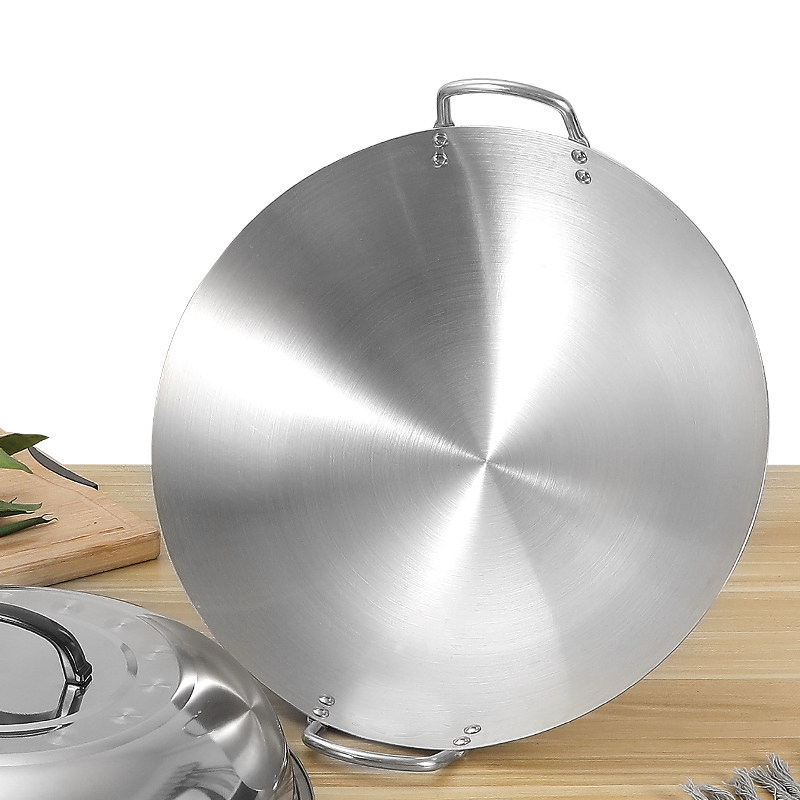 特厚不锈钢炒锅双耳圆底全钢商用厨房大锅燃气灶炒锅
