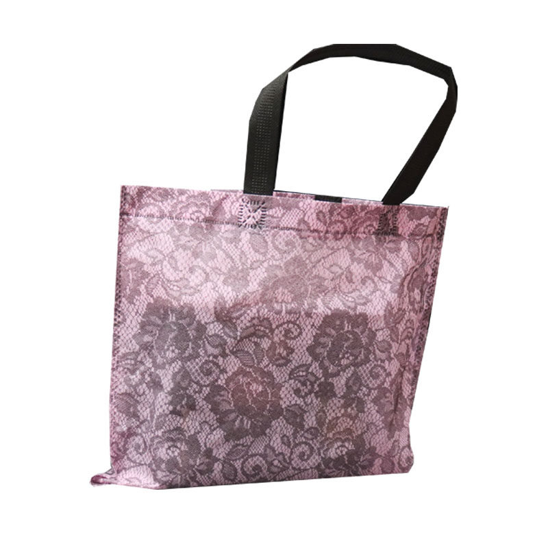 袋子淡紫色服装店布袋子蕾丝印花衣服包装袋手提无纺布礼品袋