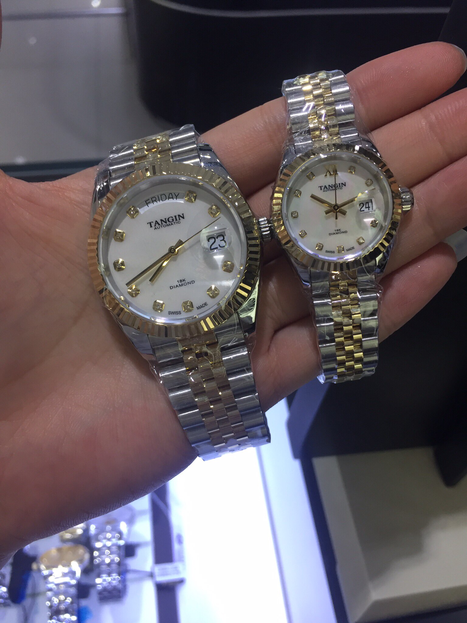 天珺tangin3016男女式金表机芯专柜正品防水情侣国产腕表