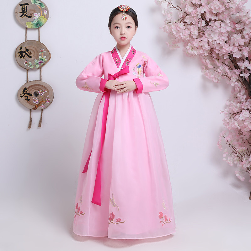 韩服女童朝鲜儿童少数少数民族民族风韩国刺绣绣花儿童演出服