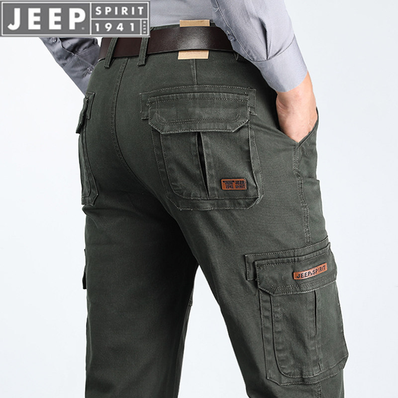 2020薄款正品吉普jeep工装裤男春夏季弹力大码宽松多口袋休闲裤子