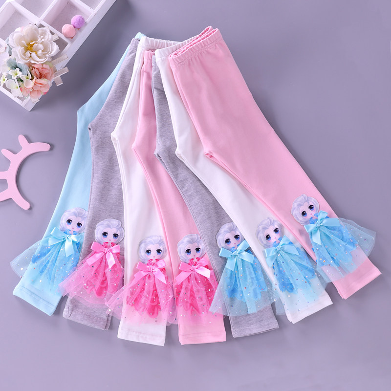 女童打底底裤夏装新款冰雪奇缘爱莎公主纯棉裤子