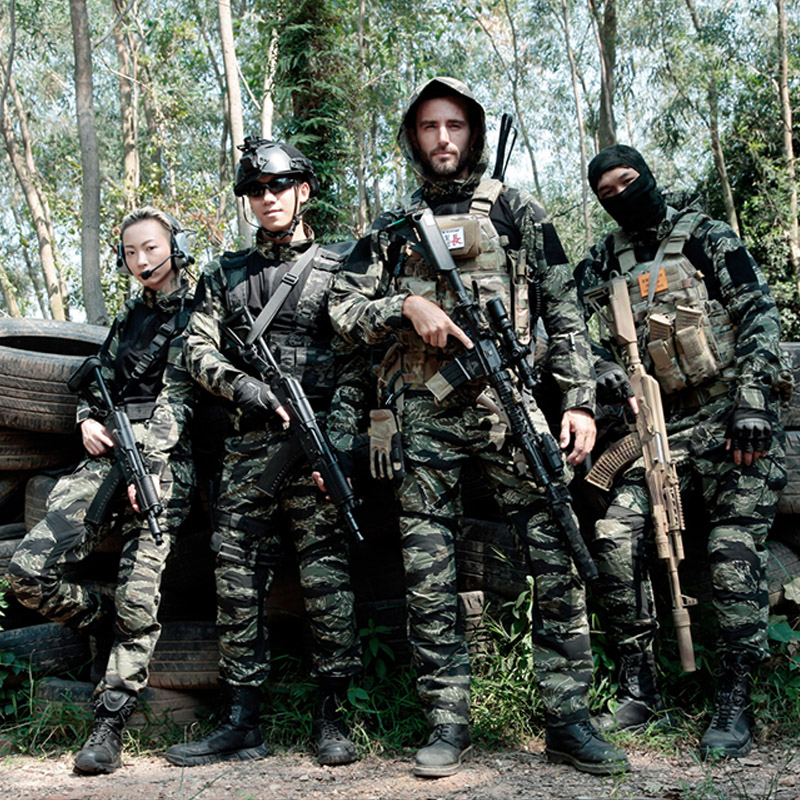 酋长迷彩蛙服套装特种兵战术套服男修身军迷户外CS野战虎斑作训服