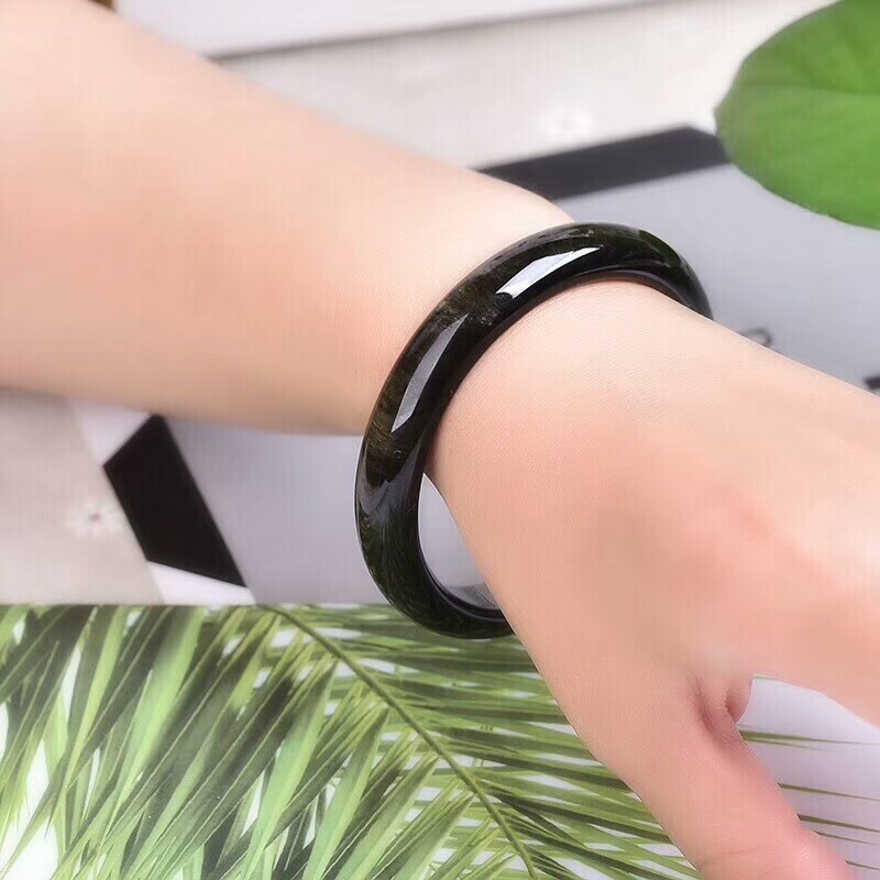 开光天然金曜石新款手镯招财辟邪转运手镯