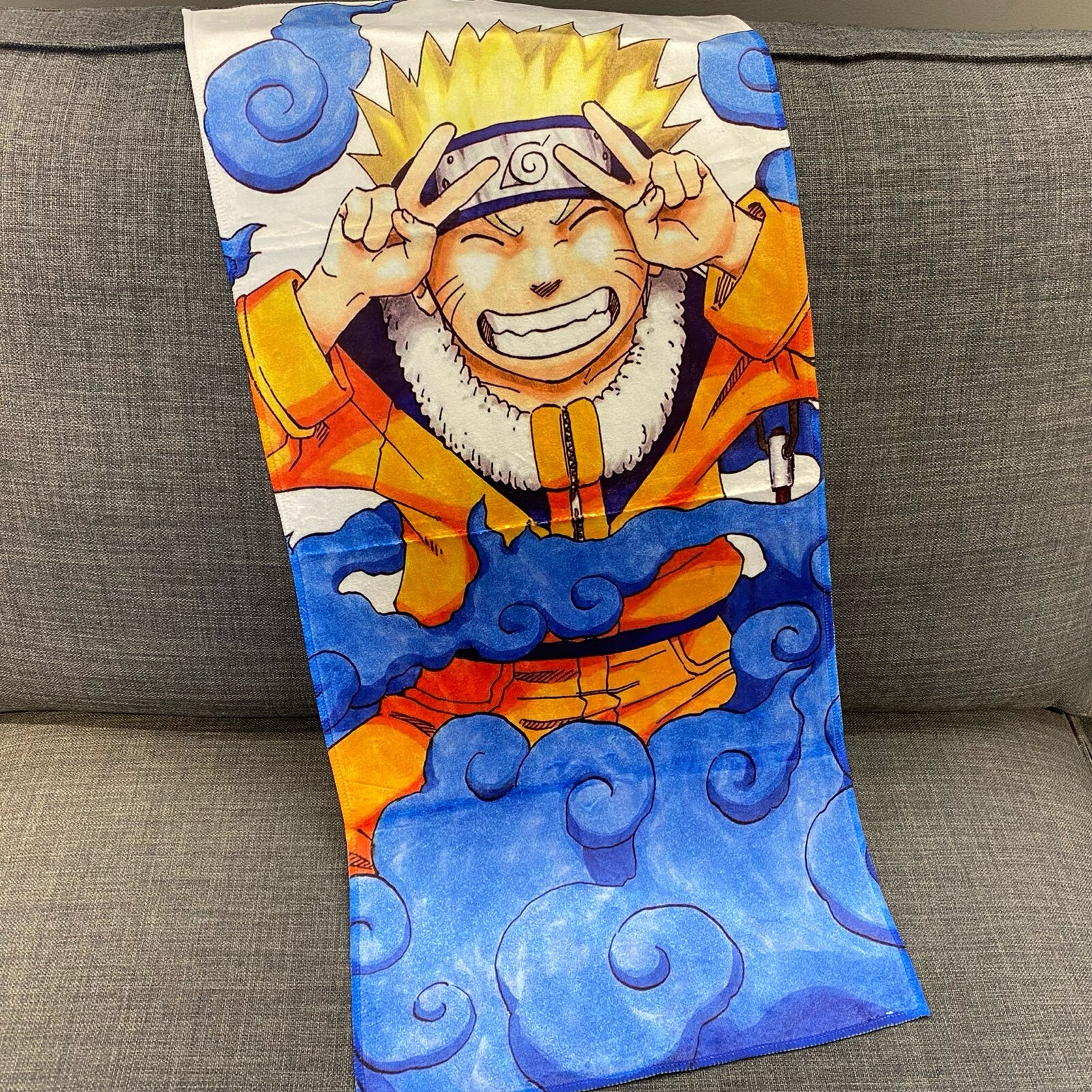 吸水卡通潮牌男毛巾火影忍者浴巾大健身巾动漫周边运动擦汗巾背景