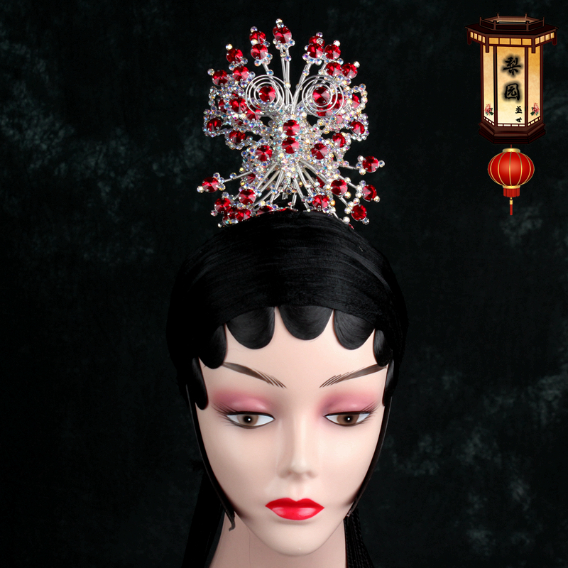 戏曲头饰配件京越剧用品国潮女花旦青衣小姐双光水钻头面顶花蝴蝶