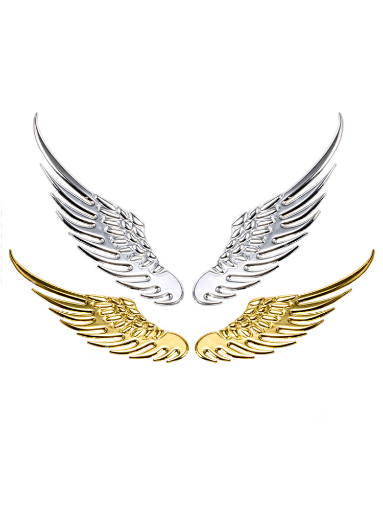 车载纯金金属翅膀车贴3d立体个性贴标汽车汽车装饰贴