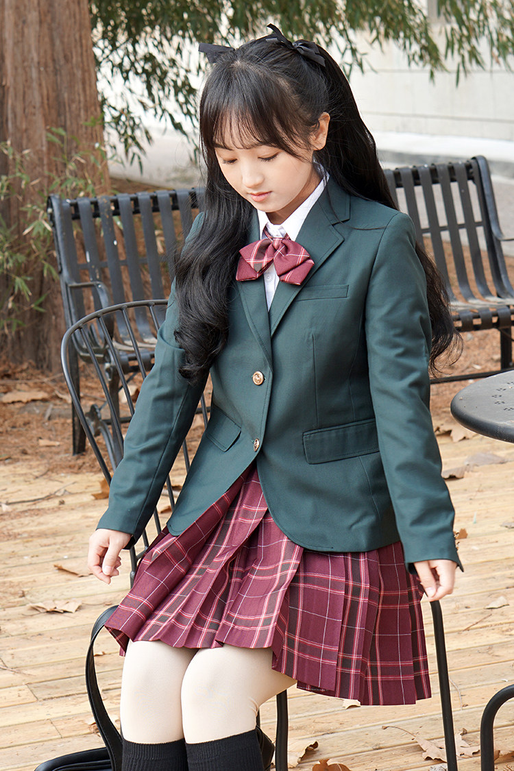 沙华jk制服格子百褶裙日系少女学院半身裙