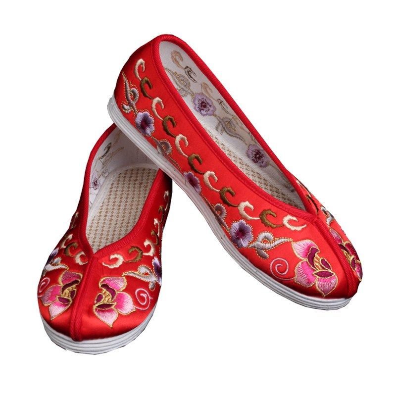 戏曲平底彩鞋女花旦新款京剧越剧丫鬟旦角新娘布鞋