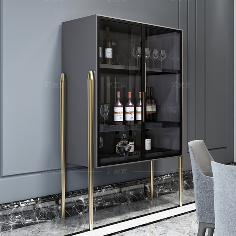 后现代轻奢钢化钢化玻璃玻璃门酒柜简约装饰储物柜意式酒柜