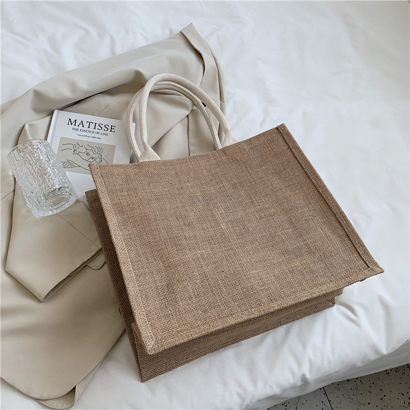 韩国原创天然亚麻手提包女麻布包休闲商务文件包通用款女包