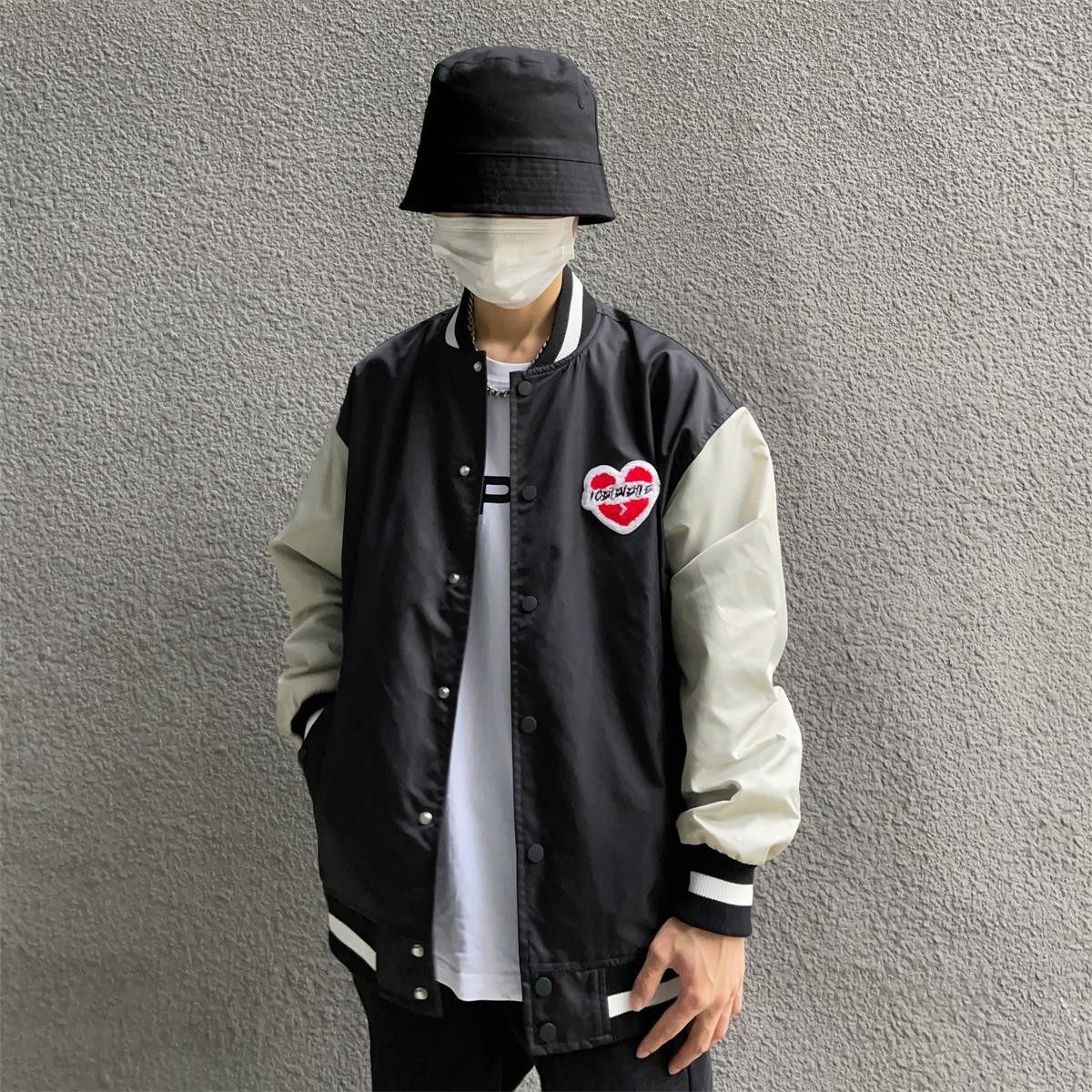 icereverie春秋秋季薄款爱心刺绣植绒棒球服男潮牌夹克