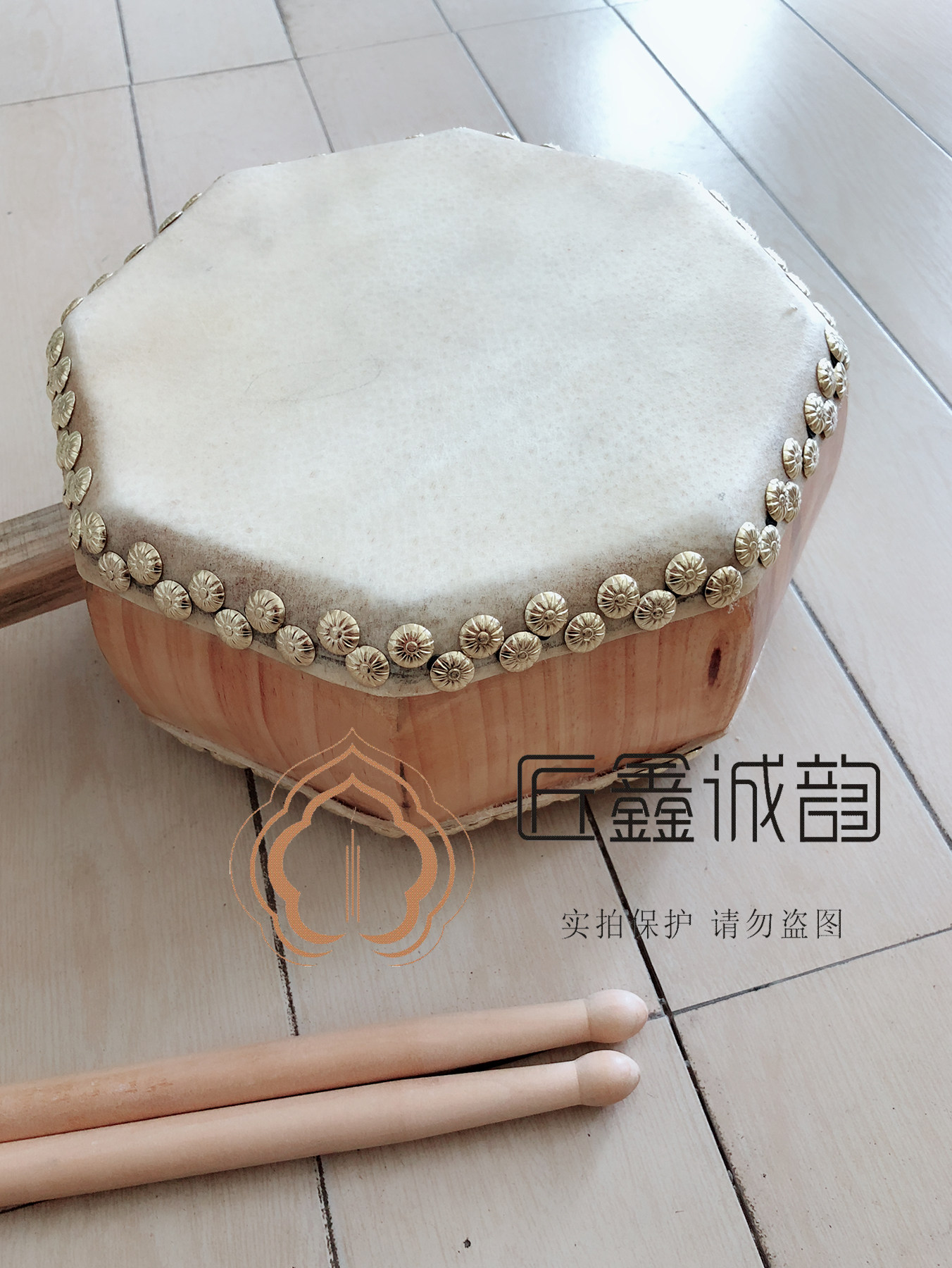 出口台版高级原木木色八角鼓小法鼓佛具用品鼓