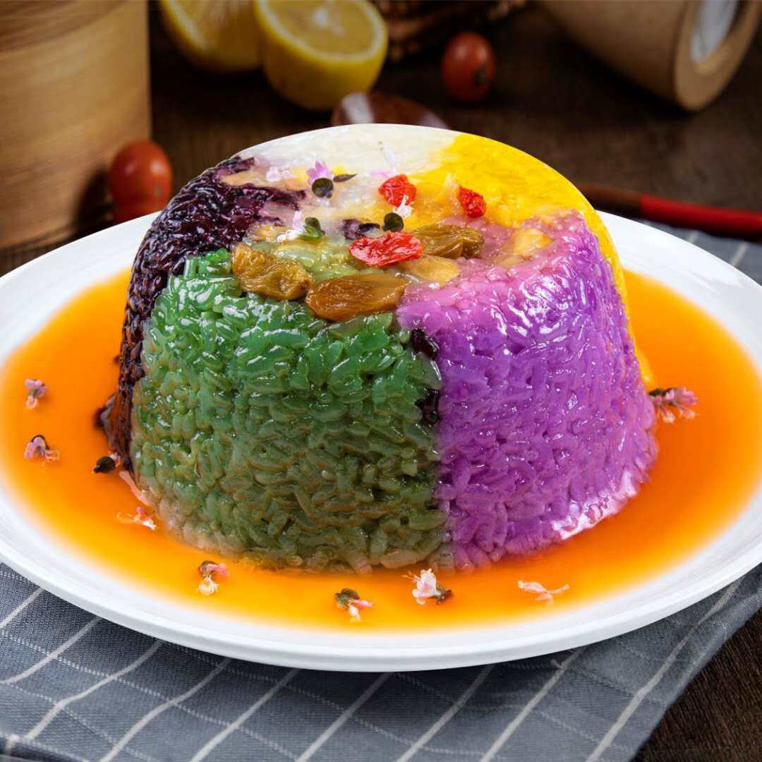 米饭网红年夜饭云南特产五色花菠萝八宝彩虹糯米传统西式糕点