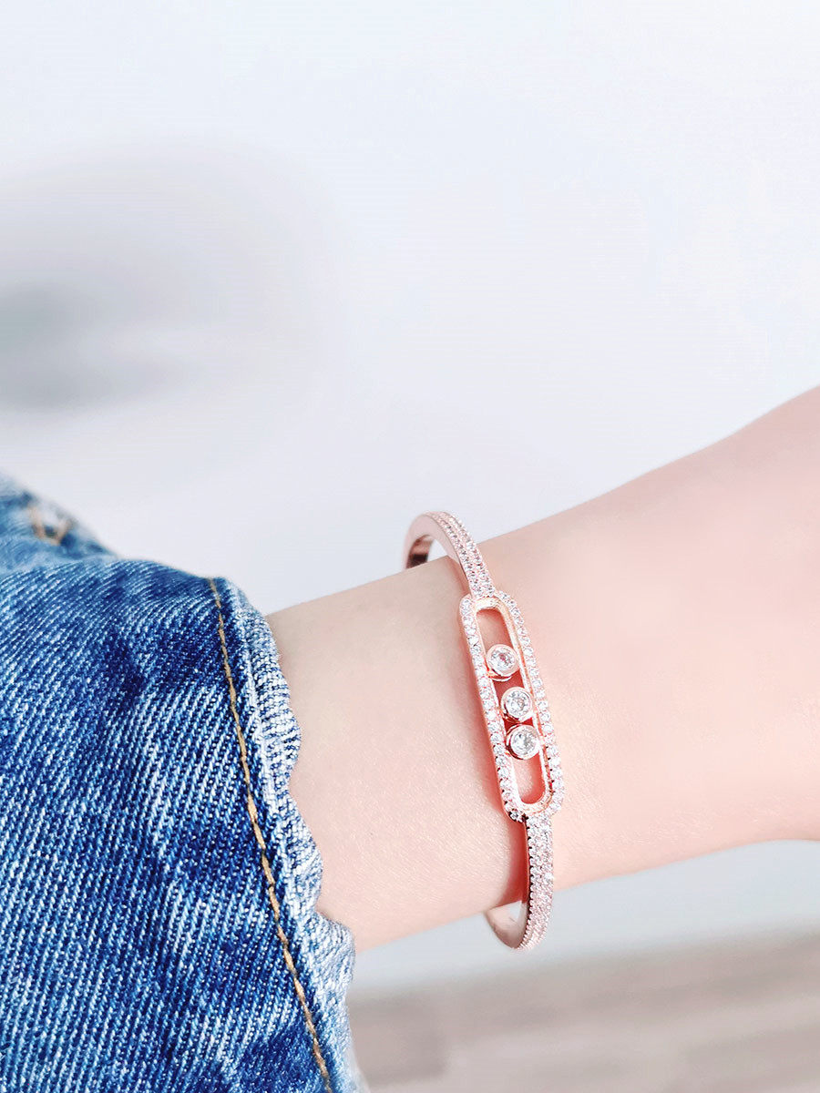 高端定制别致滑动满钻手镯女手饰品网红学生手镯