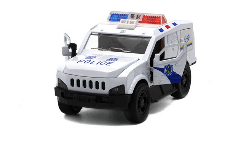 蒂雅多金属警车特警合金汽车模型儿童儿童玩具玩具车声光车模