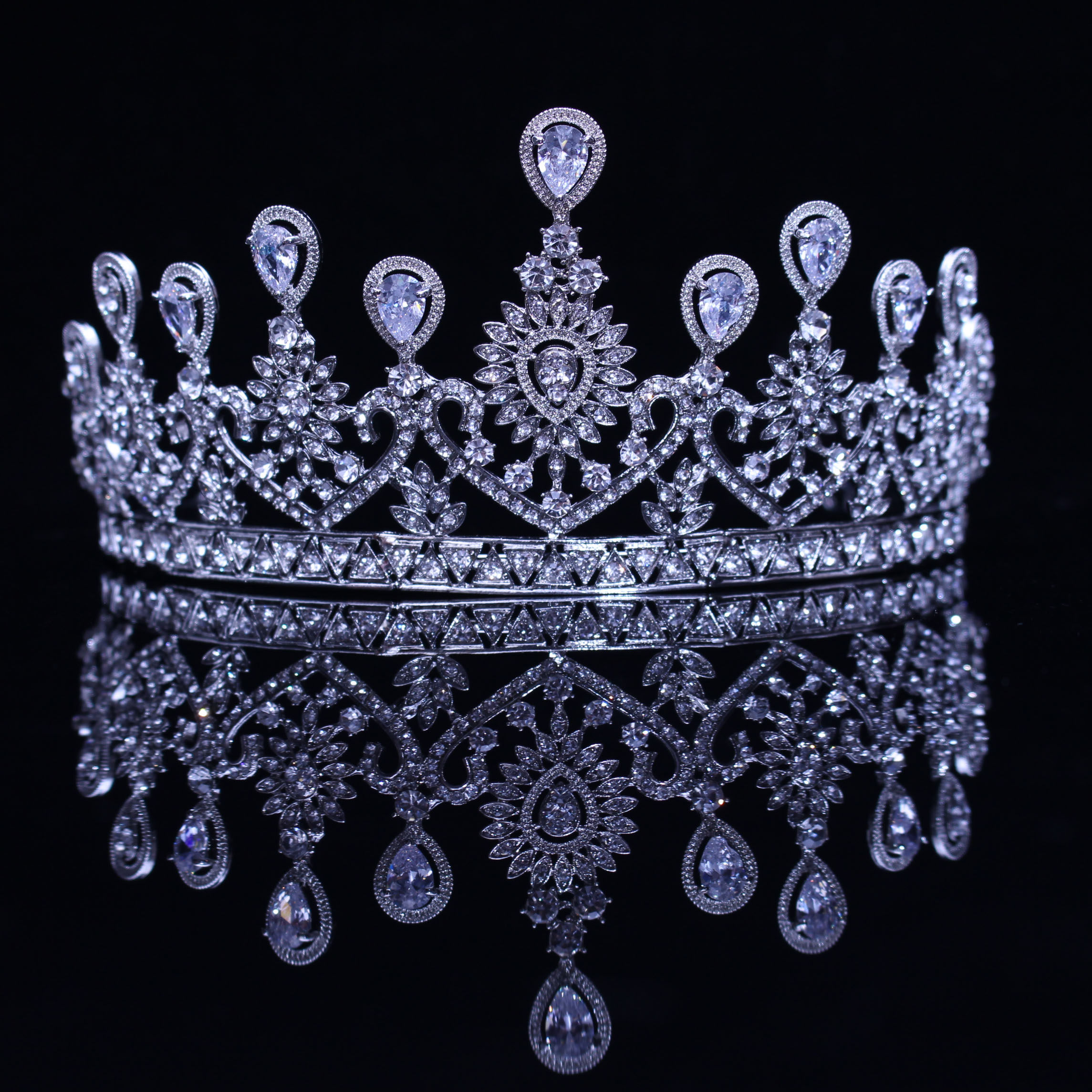 新欧式结婚奢华礼服宴会皇冠锆石生日新娘金新娘发饰